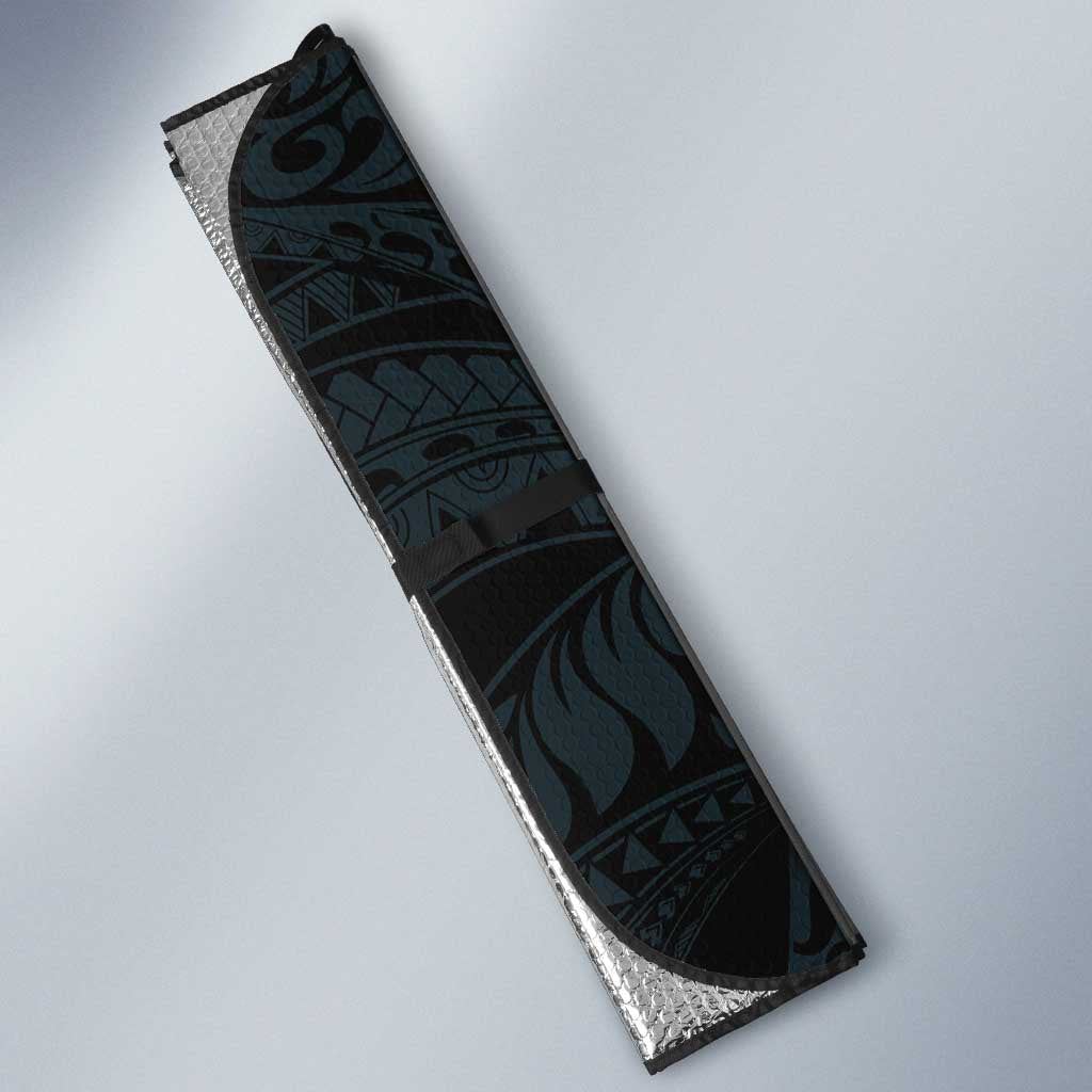 Hawaiian Manta Rays Auto Sun Shade Tribal Hibiscus Polynesian Tattoos Blue Color - Polynesian Pride