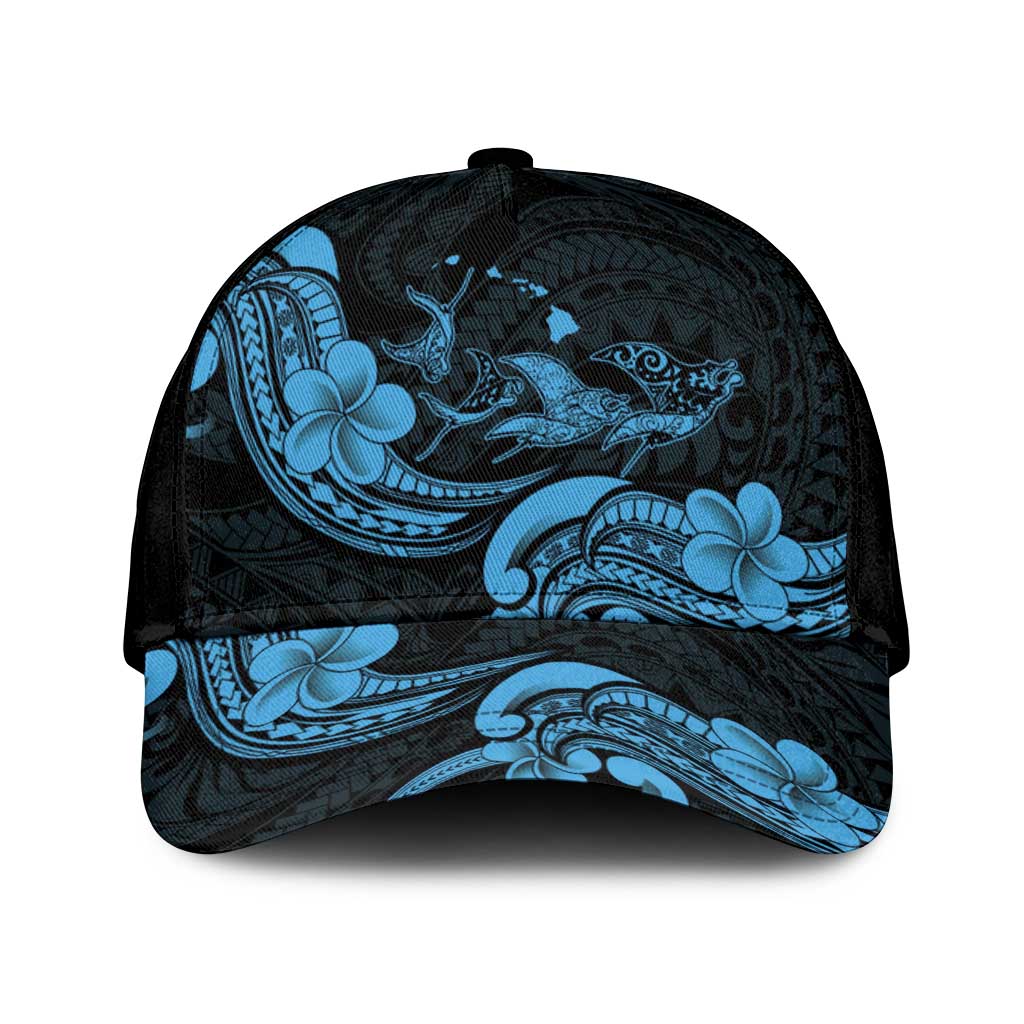 Hawaiian Manta Rays Classic Cap Tribal Hibiscus Polynesian Tattoos Blue Color - Polynesian Pride