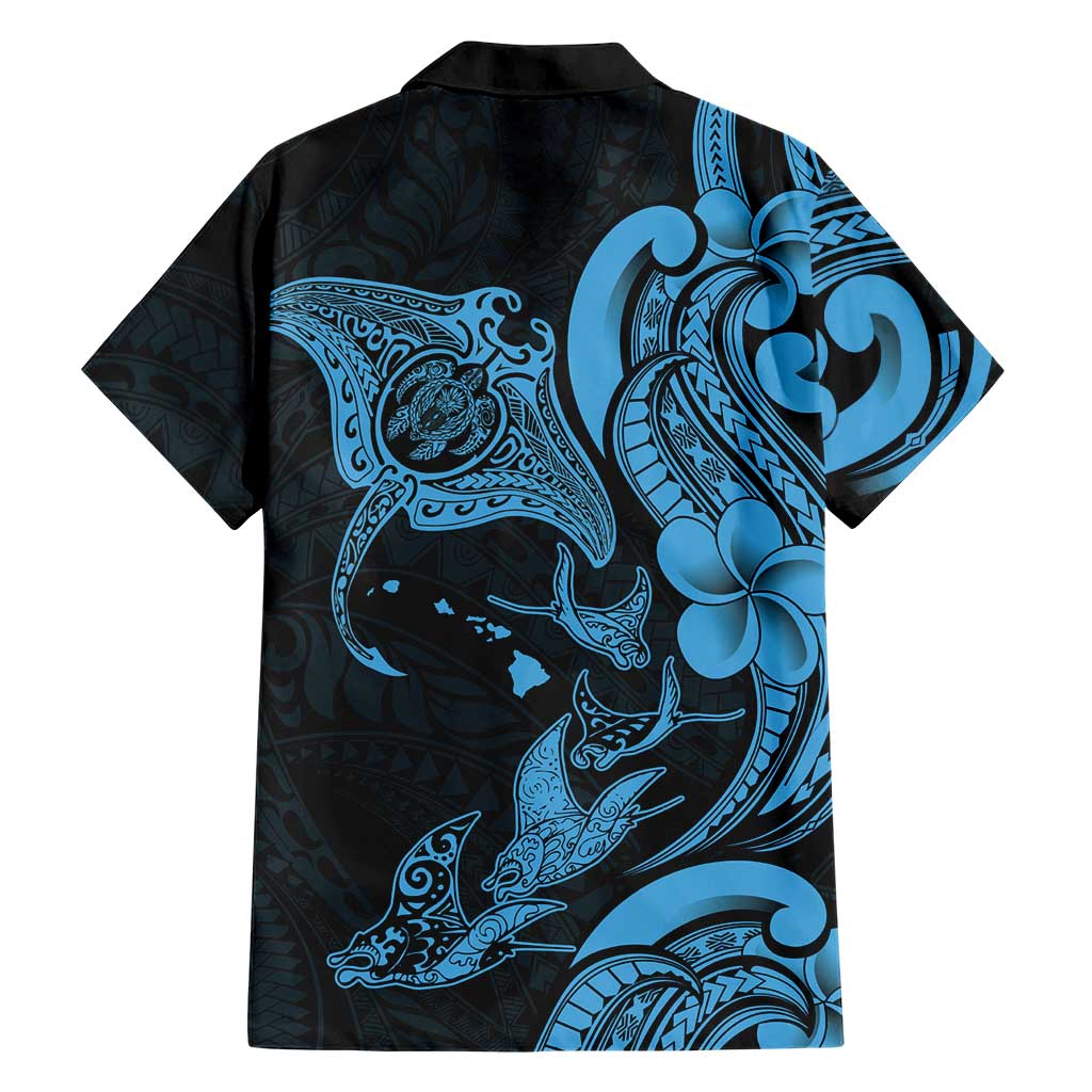 Hawaiian Manta Rays Family Matching Off Shoulder Maxi Dress and Hawaiian Shirt Tribal Hibiscus Polynesian Tattoos Blue Color LT03 - Polynesian Pride