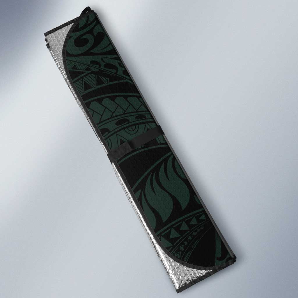 Hawaiian Manta Rays Auto Sun Shade Tribal Hibiscus Polynesian Tattoos Turquoise Color - Polynesian Pride