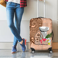 Guam Seal and Latte Stone With Ethnic Tapa Pattern Luggage Cover Peach Fuzz Color LT03 - Polynesian Pride
