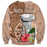 Guam Seal and Latte Stone With Ethnic Tapa Pattern Sweatshirt Peach Fuzz Color LT03 - Polynesian Pride
