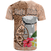 Guam Seal and Latte Stone With Ethnic Tapa Pattern T Shirt Peach Fuzz Color LT03 - Polynesian Pride