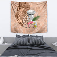 Guam Seal and Latte Stone With Ethnic Tapa Pattern Tapestry Peach Fuzz Color LT03 - Polynesian Pride
