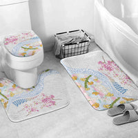 Hawaiian and Japanese Culture Together Bathroom Set Tribal Motifs with Lei and Japanese Sakura Pattern