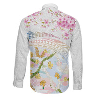 Hawaiian and Japanese Culture Together Family Matching Off Shoulder Maxi Dress and Hawaiian Shirt Tribal Motifs with Lei and Japanese Sakura Pattern LT03 - Polynesian Pride