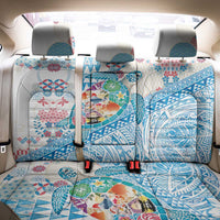 Hawaiian and Japanese Culture Together Back Car Seat Cover Tropical Honu with Japanese Elements Blue Color LT03 - Polynesian Pride