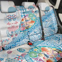 Hawaiian and Japanese Culture Together Back Car Seat Cover Tropical Honu with Japanese Elements Blue Color LT03 - Polynesian Pride