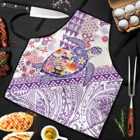Hawaiian and Japanese Culture Together Apron Tropical Honu with Japanese Elements Purple Color