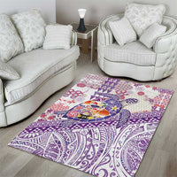 Hawaiian and Japanese Culture Together Area Rug Tropical Honu with Japanese Elements Purple Color LT03 - Polynesian Pride