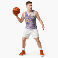 Hawaiian and Japanese Culture Together Basketball Jersey Tropical Honu with Japanese Elements Purple Color LT03 - Polynesian Pride