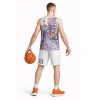 Hawaiian and Japanese Culture Together Basketball Jersey Tropical Honu with Japanese Elements Purple Color LT03 - Polynesian Pride