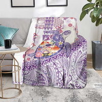 Hawaiian and Japanese Culture Together Blanket Tropical Honu with Japanese Elements Purple Color