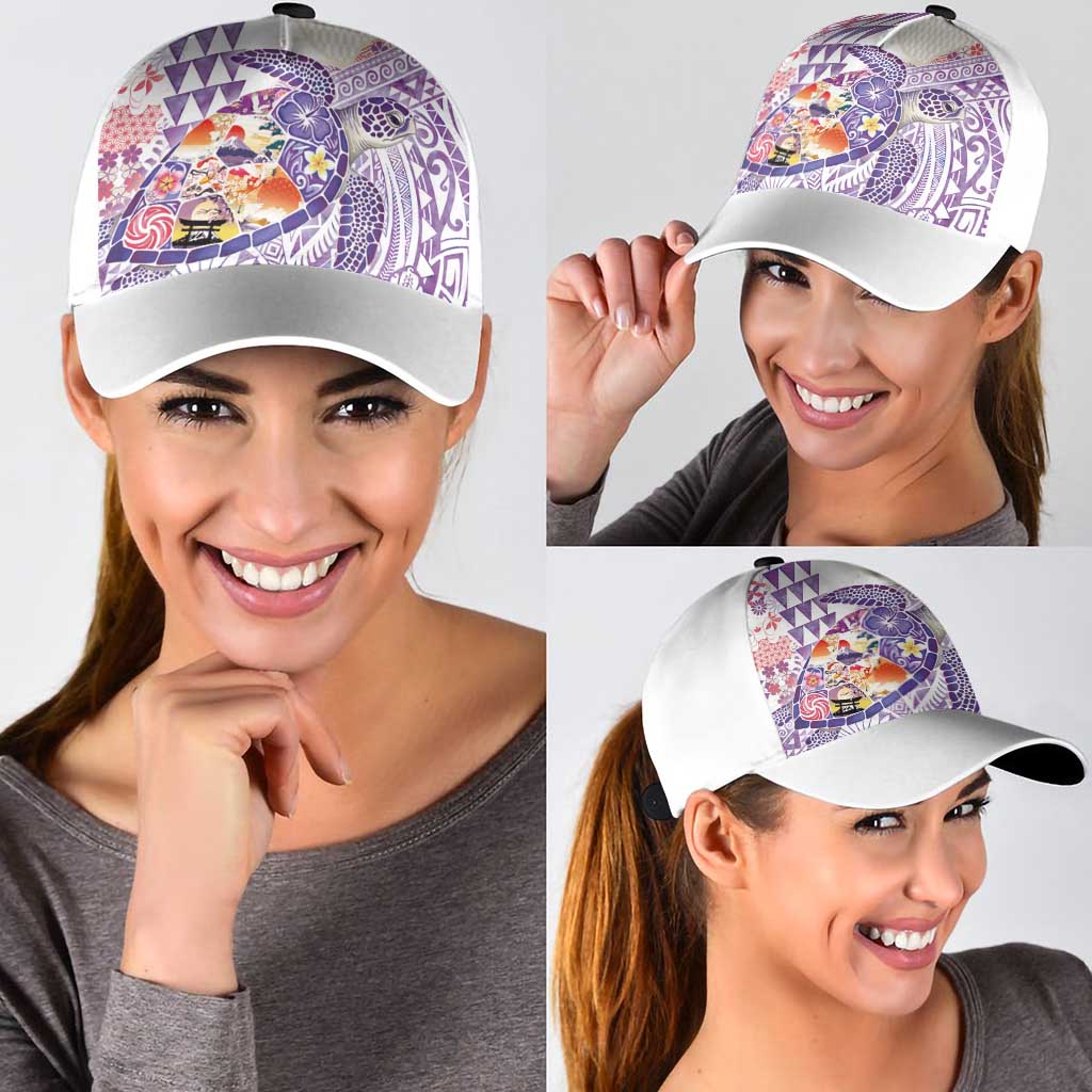Hawaiian and Japanese Culture Together Classic Cap Tropical Honu with Japanese Elements Purple Color