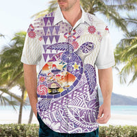 Hawaiian and Japanese Culture Together Hawaiian Shirt Tropical Honu with Japanese Elements Purple Color LT03 - Polynesian Pride