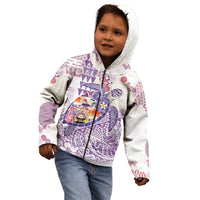 Hawaiian and Japanese Culture Together Kid Hoodie Tropical Honu with Japanese Elements Purple Color LT03 - Polynesian Pride