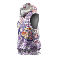 Hawaiian and Japanese Culture Together Sleeveless Hoodie Tropical Honu with Japanese Elements Purple Color LT03 - Polynesian Pride