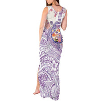 Hawaiian and Japanese Culture Together Tank Maxi Dress Tropical Honu with Japanese Elements Purple Color LT03 - Polynesian Pride