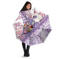 Hawaiian and Japanese Culture Together Umbrella Tropical Honu with Japanese Elements Purple Color