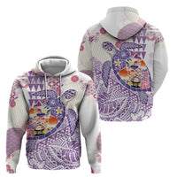 Hawaiian and Japanese Culture Together Zip Hoodie Tropical Honu with Japanese Elements Purple Color LT03 - Polynesian Pride