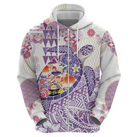 Hawaiian and Japanese Culture Together Zip Hoodie Tropical Honu with Japanese Elements Purple Color LT03 - Polynesian Pride