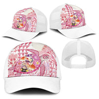 Hawaiian and Japanese Culture Together Baseball Net Cap Tropical Honu with Japanese Elements Pink Color