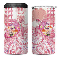 Hawaiian and Japanese Culture Together 4 in 1 Can Cooler Tumbler Tropical Honu with Japanese Elements Pink Color LT03 One Size: 16 oz Pink - Polynesian Pride
