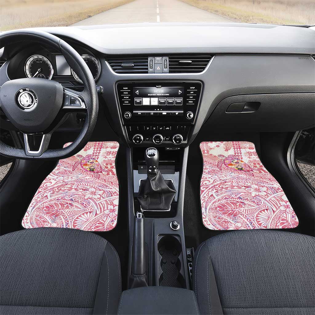 Hawaiian and Japanese Culture Together Car Mats Tropical Honu with Japanese Elements Pink Color