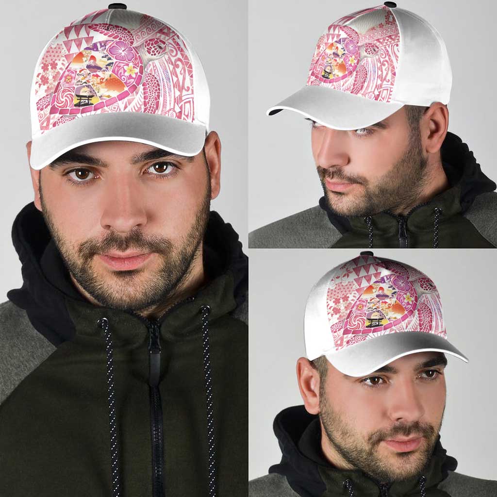 Hawaiian and Japanese Culture Together Classic Cap Tropical Honu with Japanese Elements Pink Color