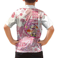 Hawaiian and Japanese Culture Together Family Matching Puletasi and Hawaiian Shirt Tropical Honu with Japanese Elements Pink Color LT03 - Polynesian Pride