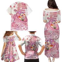 Hawaiian and Japanese Culture Together Family Matching Puletasi and Hawaiian Shirt Tropical Honu with Japanese Elements Pink Color LT03 - Polynesian Pride