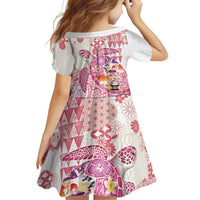 Hawaiian and Japanese Culture Together Family Matching Summer Maxi Dress and Hawaiian Shirt Tropical Honu with Japanese Elements Pink Color LT03 - Polynesian Pride