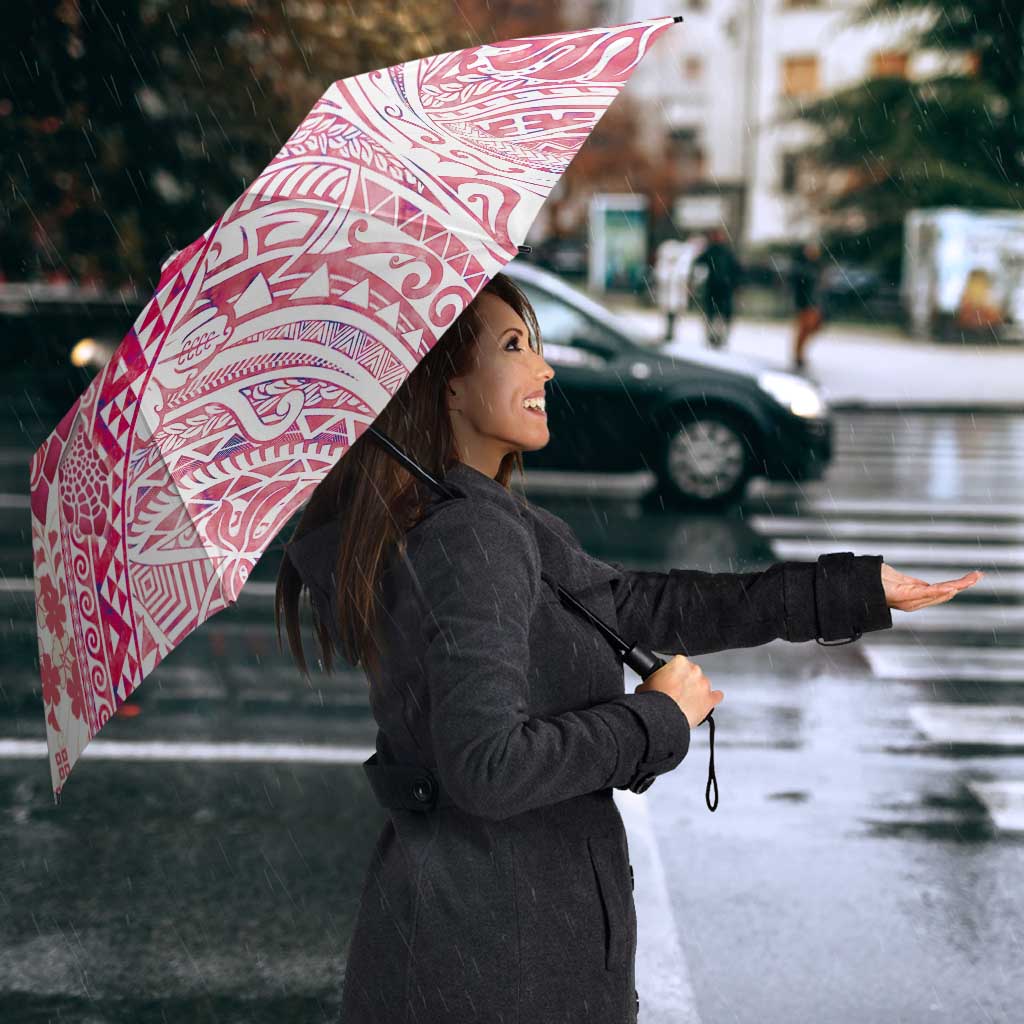 Hawaiian and Japanese Culture Together Umbrella Tropical Honu with Japanese Elements Pink Color