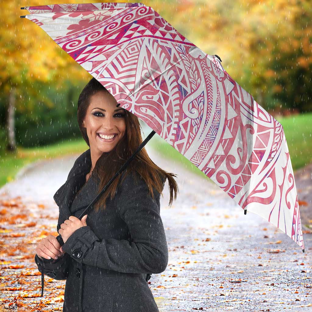 Hawaiian and Japanese Culture Together Umbrella Tropical Honu with Japanese Elements Pink Color