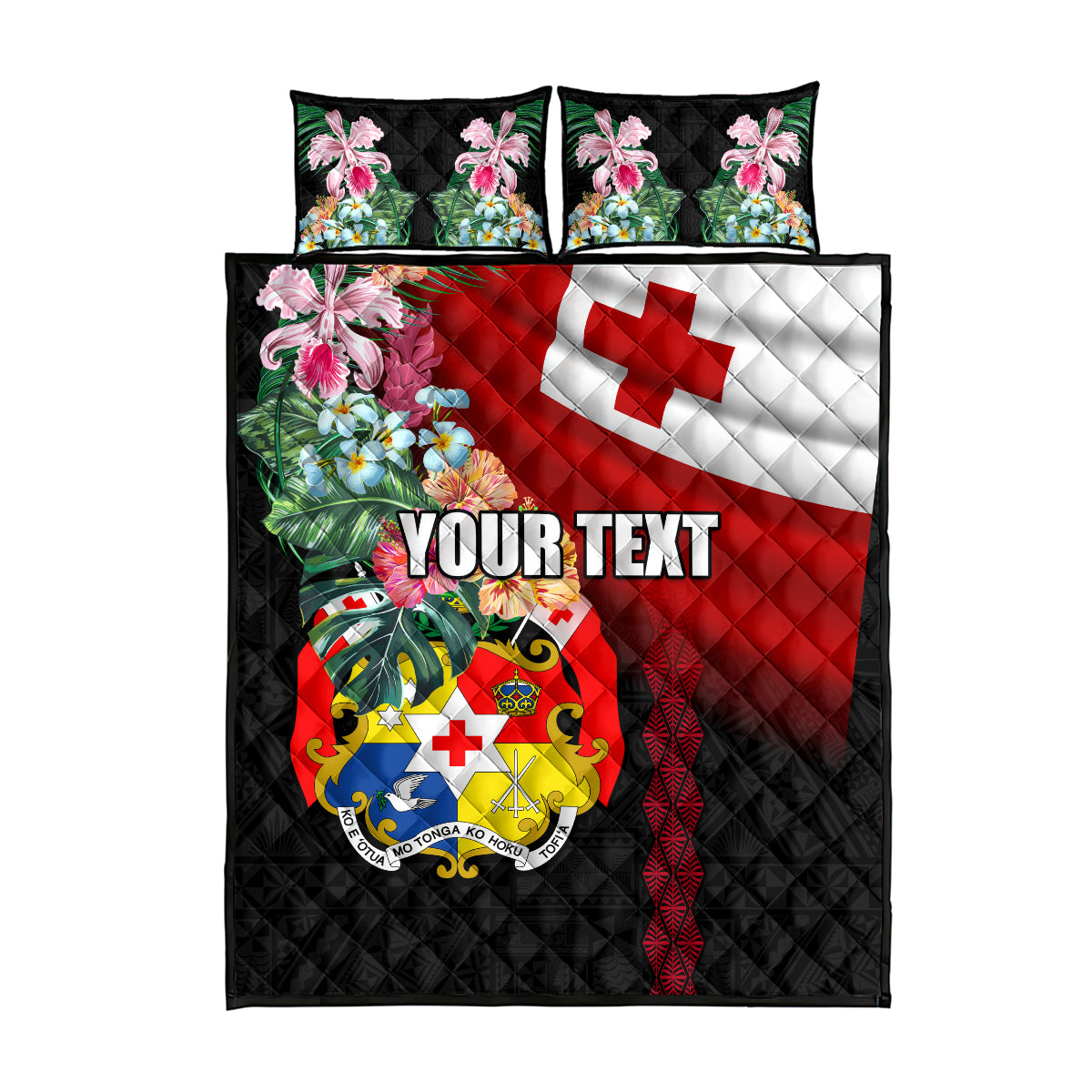 Personalised Tonga Emancipation Day Quilt Bed Set Flag Map and Hibiscus Flower Ngatu Pattern LT03 - Polynesian Pride