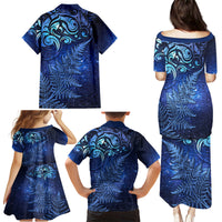 New Zealand Matariki Family Matching Puletasi and Hawaiian Shirt Maori Pattern and Silver Fern LT03 - Polynesian Pride