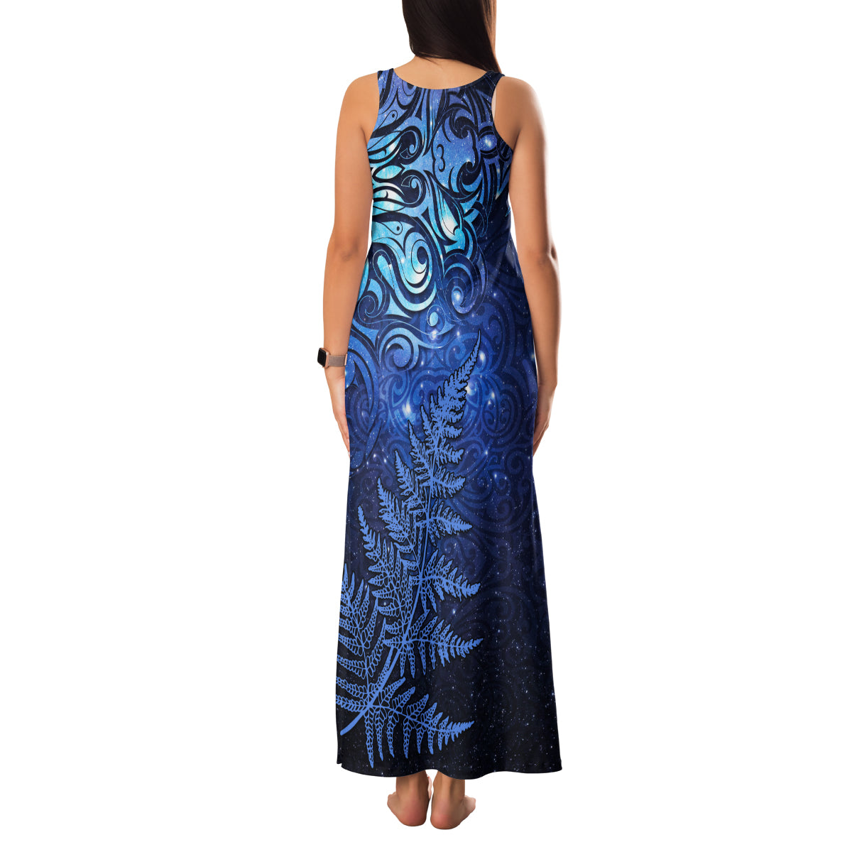 New Zealand Matariki Family Matching Tank Maxi Dress and Hawaiian Shirt Maori Pattern and Silver Fern LT03 - Polynesian Pride