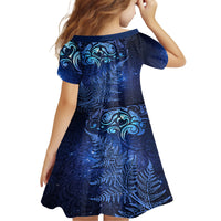 New Zealand Matariki Kid Short Sleeve Dress Maori Pattern and Silver Fern