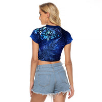 New Zealand Matariki Raglan Cropped T Shirt Maori Pattern and Silver Fern