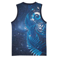Aotearoa New Zealand New Year Basketball Jersey Tribal Koru Tattoo Blue Galaxy Maori Silver Fern LT03 - Polynesian Pride