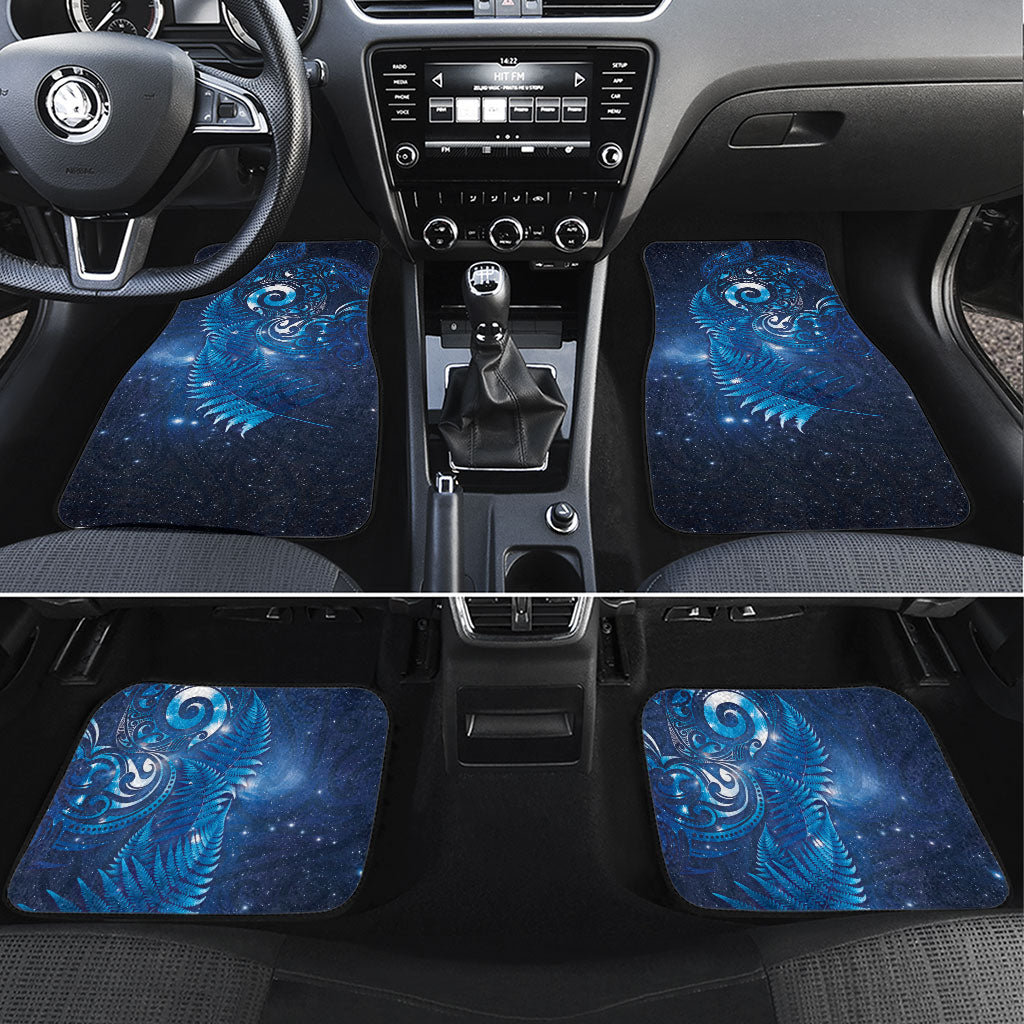 Aotearoa New Zealand New Year Car Mats Tribal Koru Tattoo Blue Galaxy Maori Silver Fern