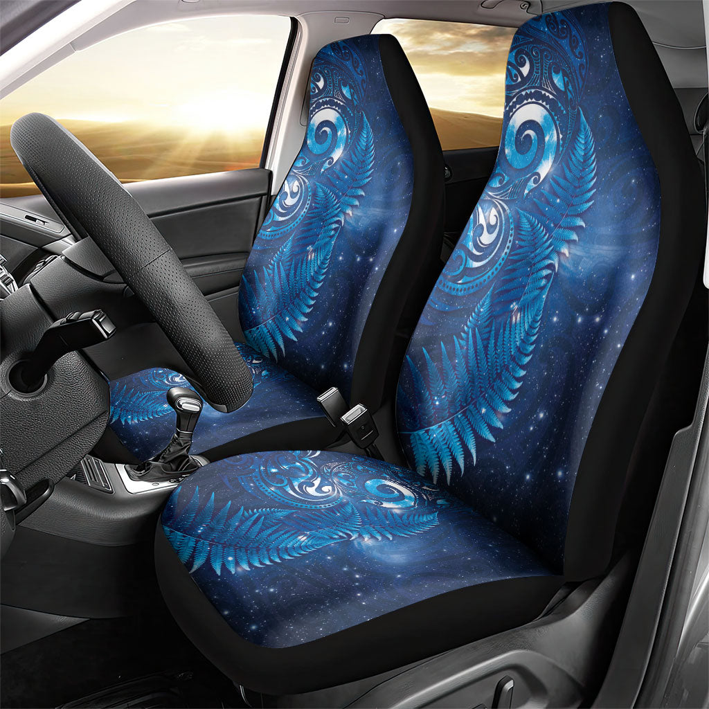 Aotearoa New Zealand New Year Car Seat Cover Tribal Koru Tattoo Blue Galaxy Maori Silver Fern LT03 - Polynesian Pride