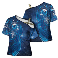 Aotearoa New Zealand New Year Cross Shoulder Shirt Tribal Koru Tattoo Blue Galaxy Maori Silver Fern LT03 - Polynesian Pride