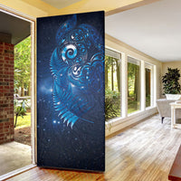 Aotearoa New Zealand New Year Door Cover Tribal Koru Tattoo Blue Galaxy Maori Silver Fern LT03 - Polynesian Pride