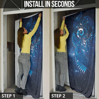 Aotearoa New Zealand New Year Door Cover Tribal Koru Tattoo Blue Galaxy Maori Silver Fern LT03 - Polynesian Pride