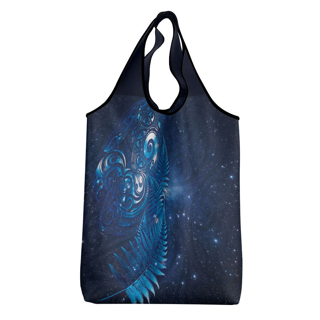 Aotearoa New Zealand New Year Grocery Bag Tribal Koru Tattoo Blue Galaxy Maori Silver Fern LT03 - Polynesian Pride
