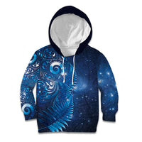 Aotearoa New Zealand New Year Kid Hoodie Tribal Koru Tattoo Blue Galaxy Maori Silver Fern LT03 Hoodie Blue - Polynesian Pride