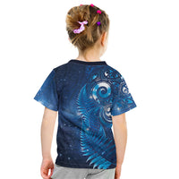 Aotearoa New Zealand New Year Kid T Shirt Tribal Koru Tattoo Blue Galaxy Maori Silver Fern LT03 - Polynesian Pride