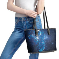 Aotearoa New Zealand New Year Leather Tote Bag Tribal Koru Tattoo Blue Galaxy Maori Silver Fern LT03 - Polynesian Pride