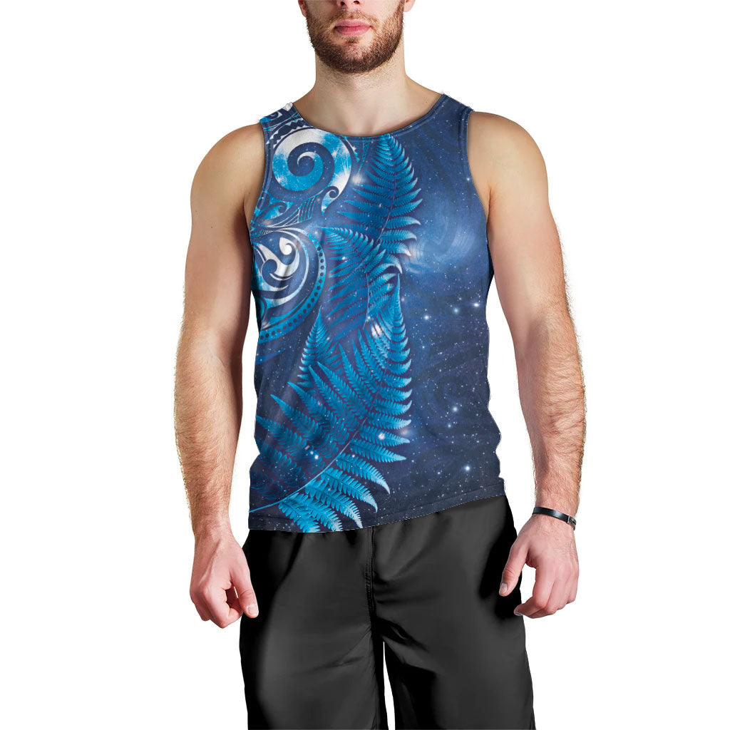 Aotearoa New Zealand New Year Men Tank Top Tribal Koru Tattoo Blue Galaxy Maori Silver Fern LT03 - Polynesian Pride
